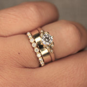 18ct Yellow Gold Solitaire With Blossom Diamonds Engagement Ring