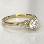 18ct Yellow Gold Solitaire With Blossom Diamonds Engagement Ring