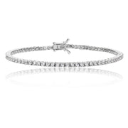3mm Claw Set Silver Cz Tennis Bracelet With Tennis Catch