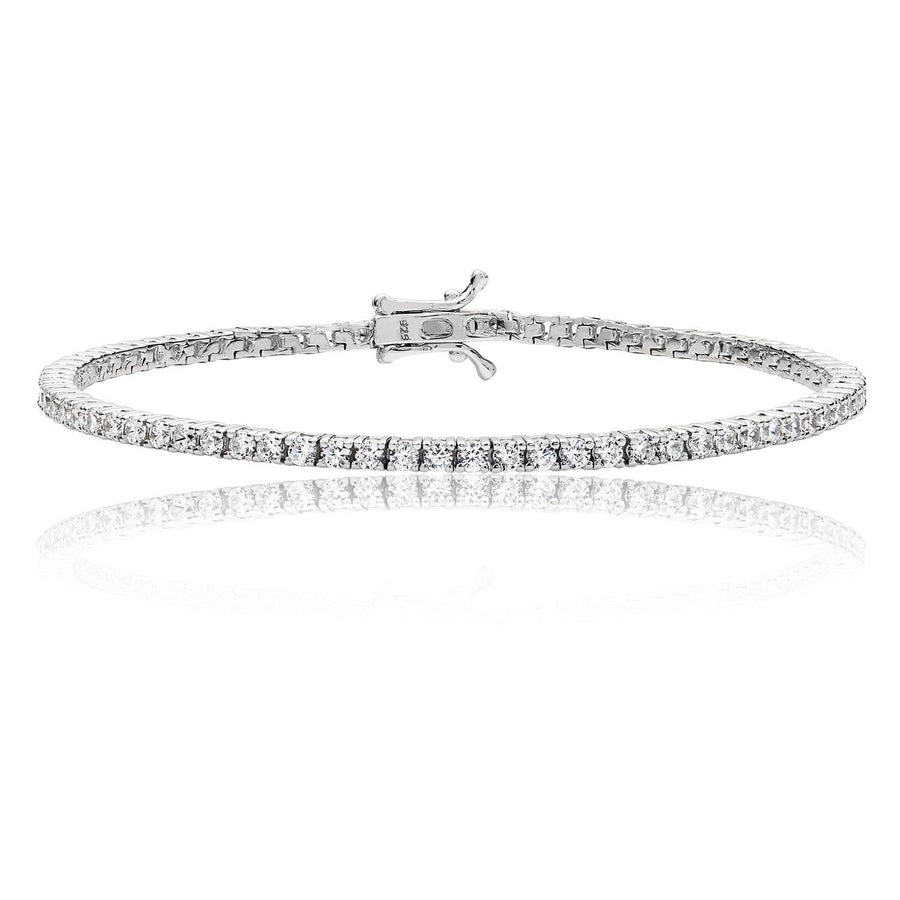 3mm Claw Set Silver Cz Tennis Bracelet With Tennis Catch