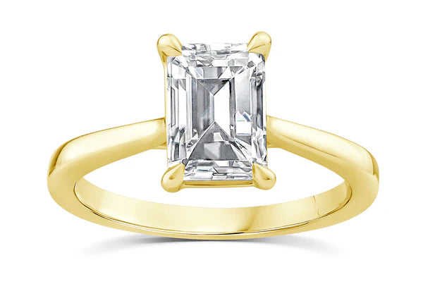 18ct yellow gold Lab Grown Emerald Cut Solitaire Engagement Ring