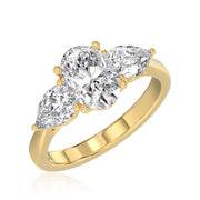 18ct yellow gold Lab Grown Trilogy Ring Oval with Pears