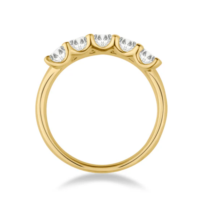 18ct yellow gold Lab Grown  Emerald Cut 5 Diamond Engagement Ring