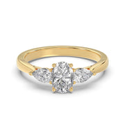 18ct yellow gold Lab Grown Trilogy Ring Oval with Pears