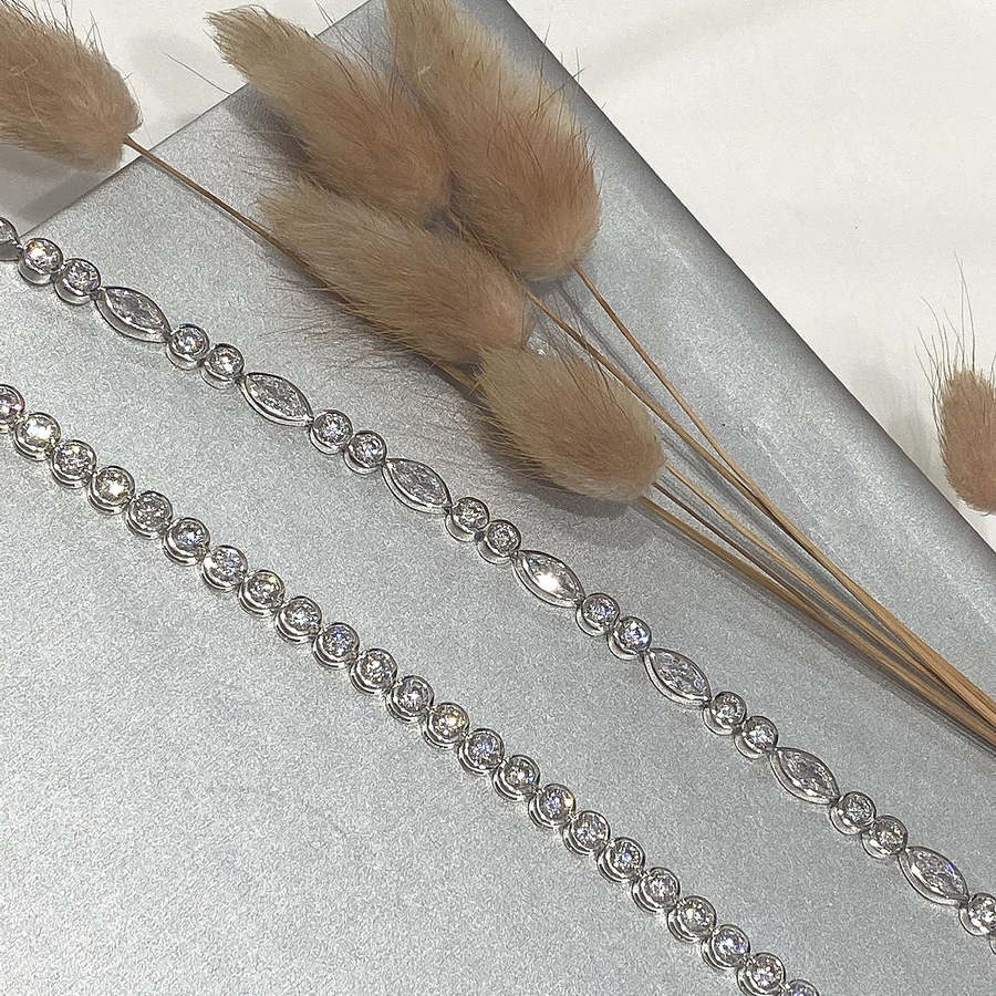 Silver And Diamond Rubover Tennis Bracelet