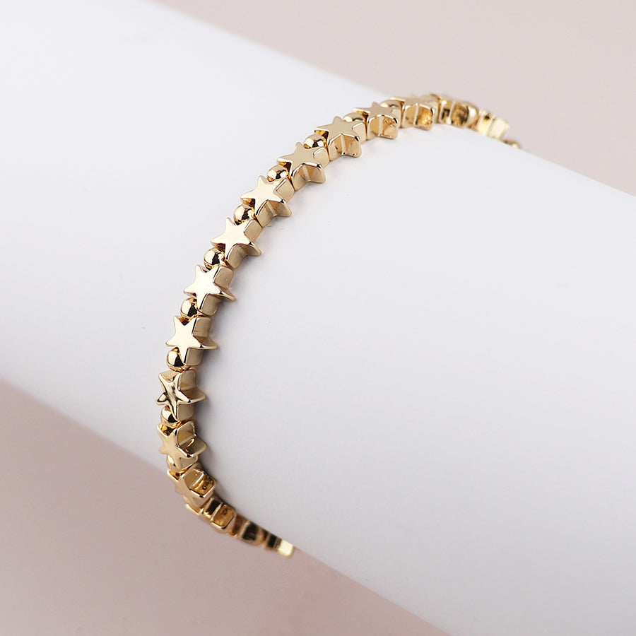 Golden polished stars bead bracelet