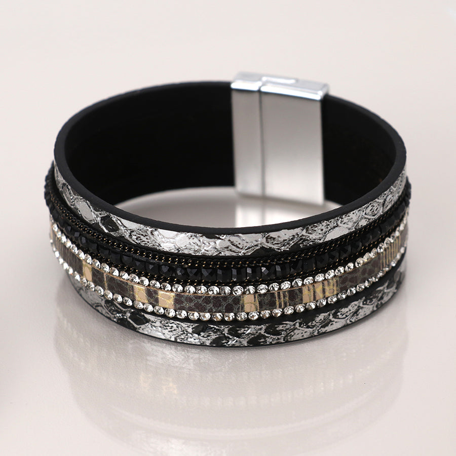 Black and grey mix faux snakeskin bracelet