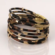 Multistrand classic animal print and crystal bracelet