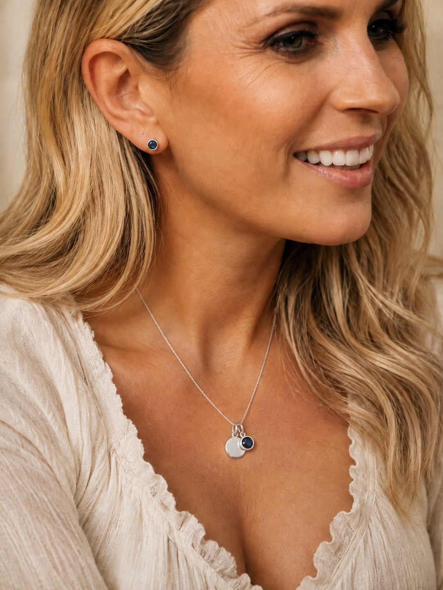 Personalised Silver Birthstone Necklace - Free Engraving & Won't Tarnish
