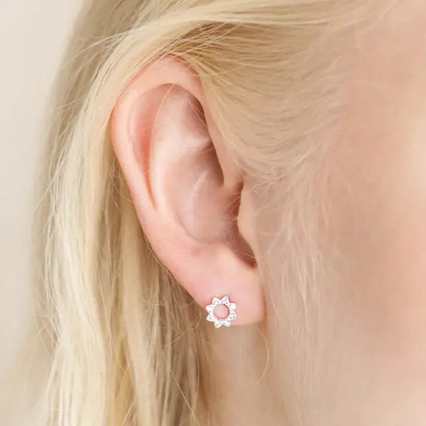 Lisa Angel Sterling Silver Crystal Sunbeam Stud Earrings