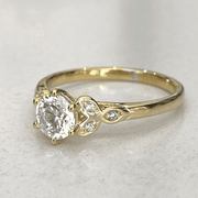 18ct Yellow Gold Solitaire With Blossom Diamonds Engagement Ring