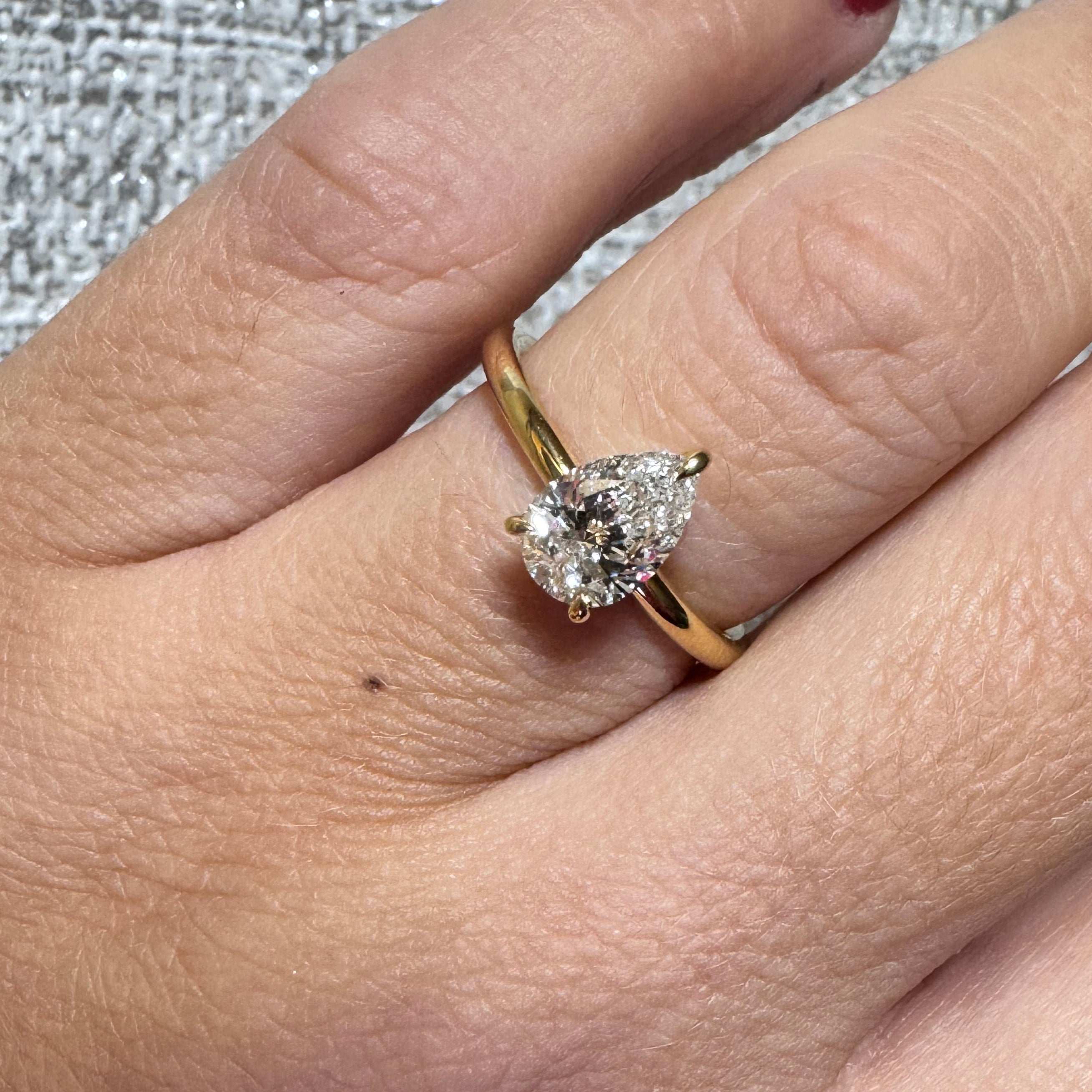 18ct yellow gold Lab Grown Pear Cut Diamond Engagement Ring