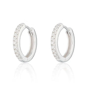 Scream Pretty Large Huggie Silver Earrings with Clear Stones