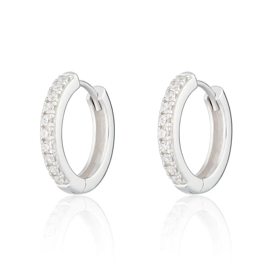 Scream Pretty Large Huggie Silver Earrings with Clear Stones