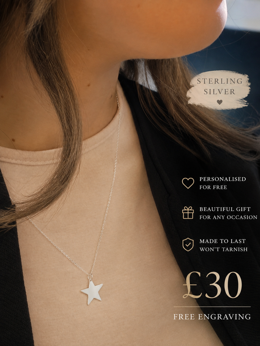 Superstar Necklace — Personalised Silver Star | Free Engraving