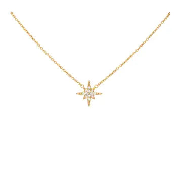 CZ Starburst Slider Necklace in Silver or Gold
