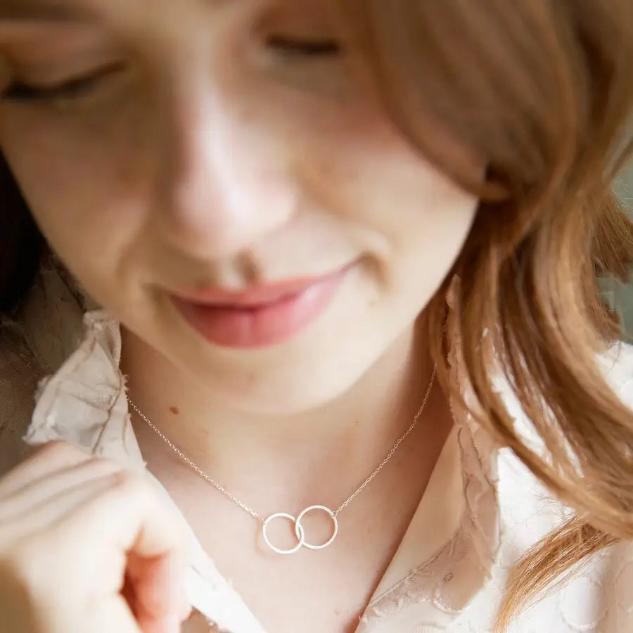 Lisa Angel Brushed Interlocking Hoop Necklace