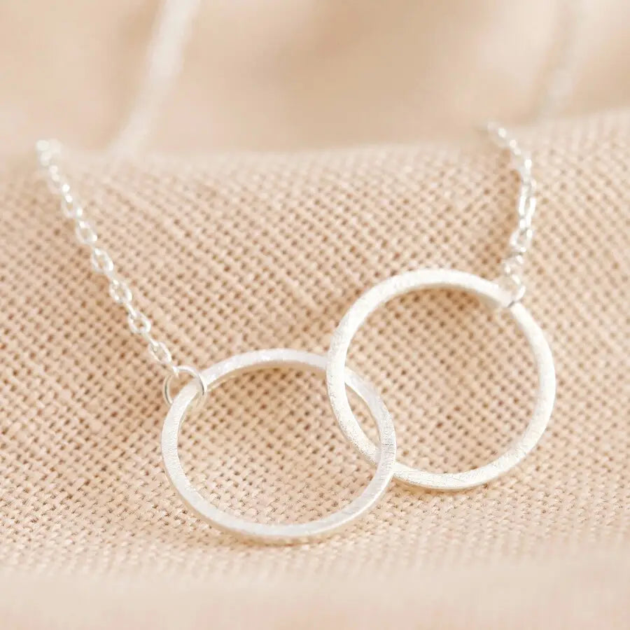 Lisa Angel Brushed Interlocking Hoop Necklace