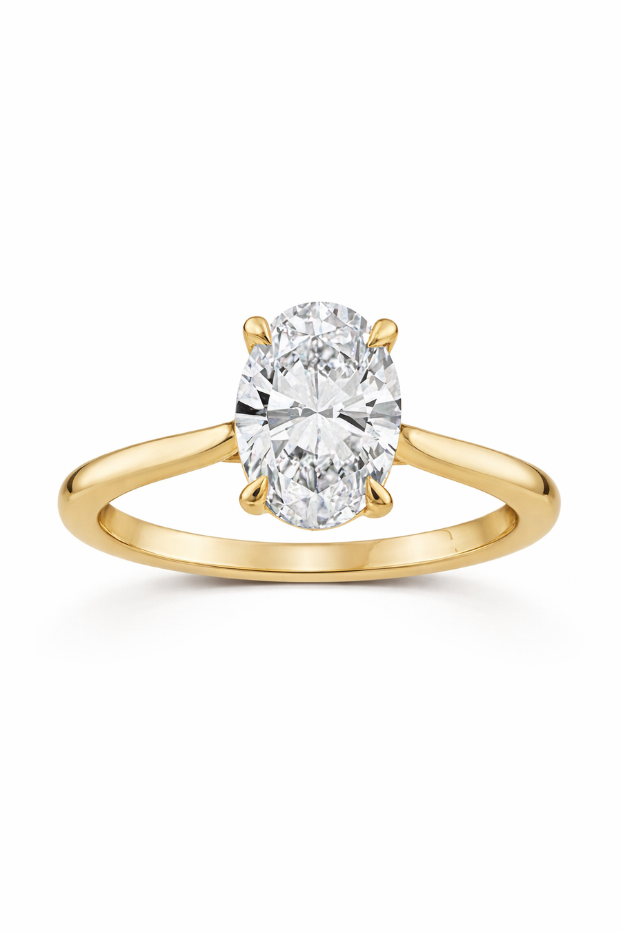 18ct yellow gold and oval diamond solitaire engagement Ring
