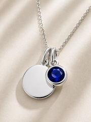 Personalised Silver Birthstone Necklace - Free Engraving & Won't Tarnish
