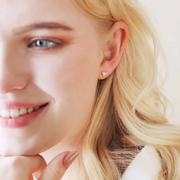 Tiny Crystal Heart Stud Earrings in Rose Gold