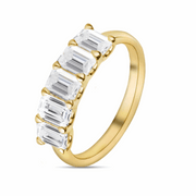 18ct yellow gold Lab Grown  Emerald Cut 5 Diamond Engagement Ring