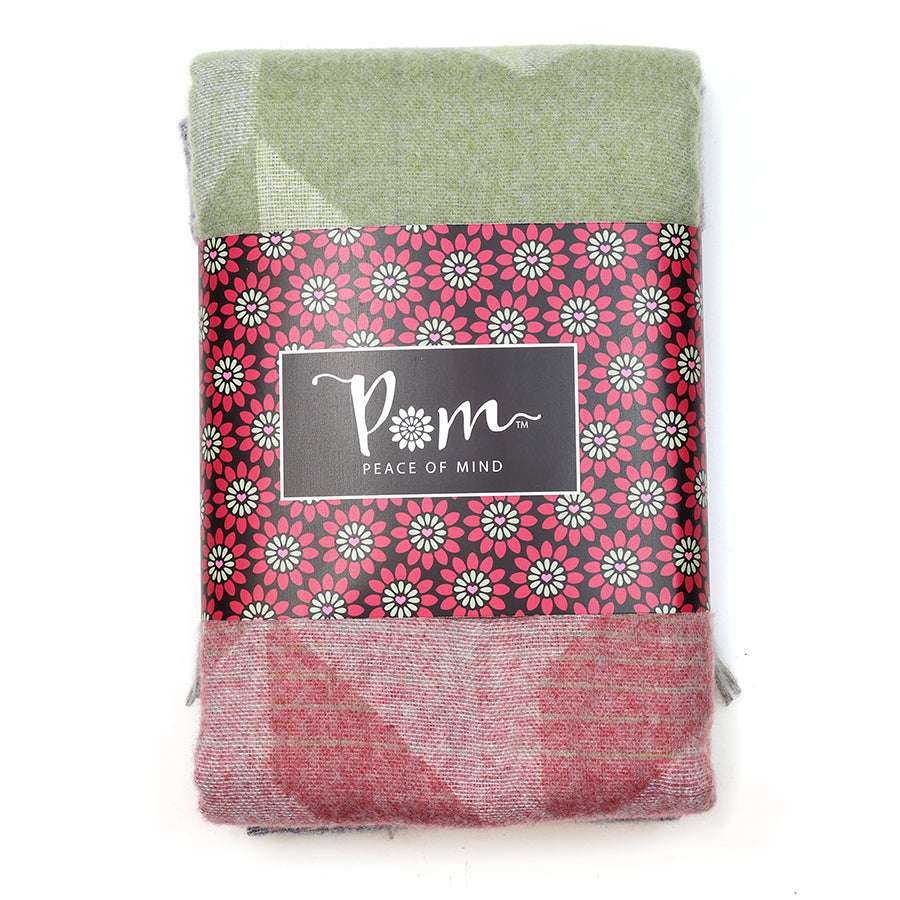 Pink/blue mix chevron weave fringed winter scarf