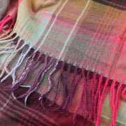 Muted green and pink mix check scarf
