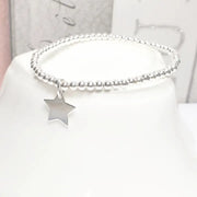 Personalised Stretchy Silver Ball Bracelet with Star Charm