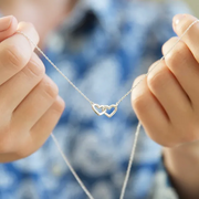 Tiny Interlocking Hearts Necklace in Silver | Perfect Birthday Gift for Mum