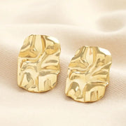 Lisa Angel Stainless Steel Molten Rectangular Stud Earrings in Gold