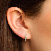CZ Huggie Hoop Earrings in Sterling Silver or Gold