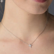 CZ Starburst Slider Necklace in Silver or Gold