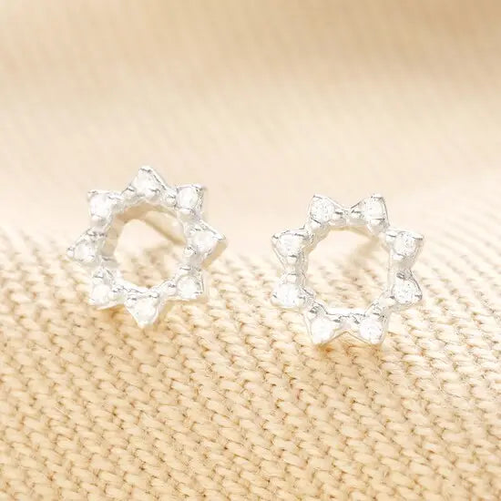 Lisa Angel Sterling Silver Crystal Sunbeam Stud Earrings