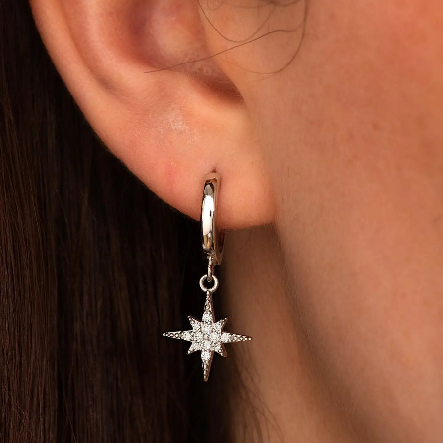 Scream Pretty Silver Starburst Hoop Earrings