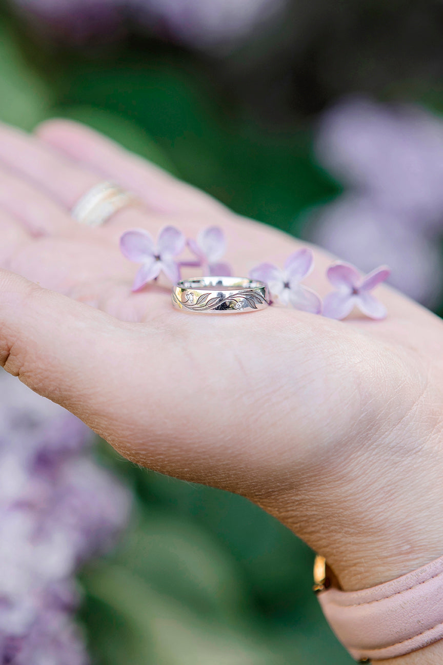 Wide Blossoming Floral Engraved Ring