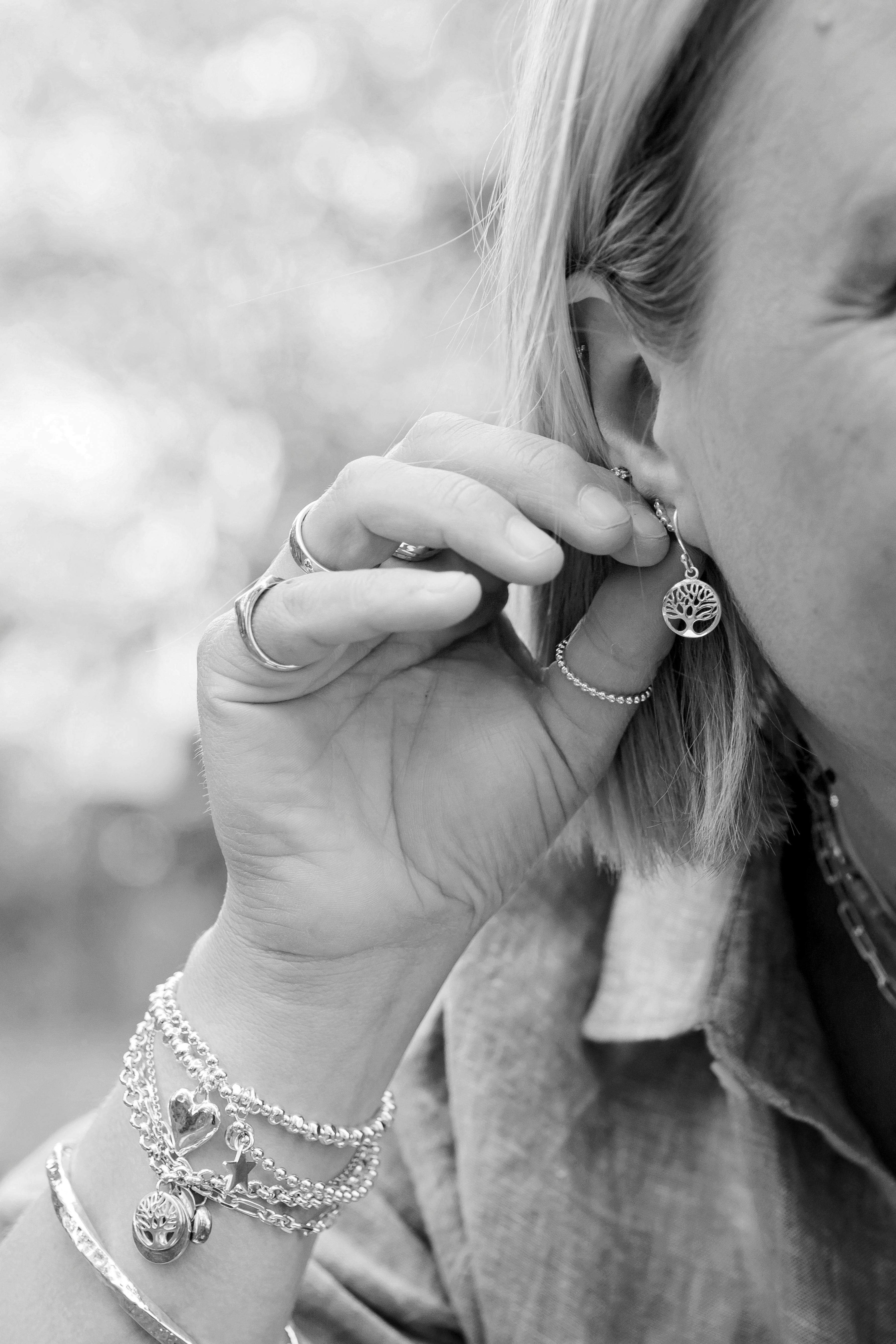Silver Drop Dangle Tree Of Life Earrings