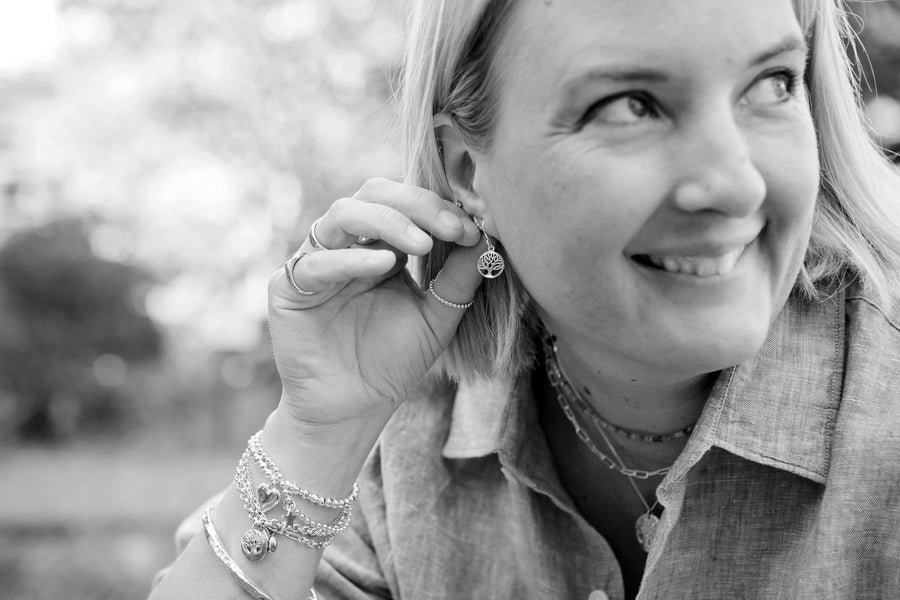 Silver Drop Dangle Tree Of Life Earrings