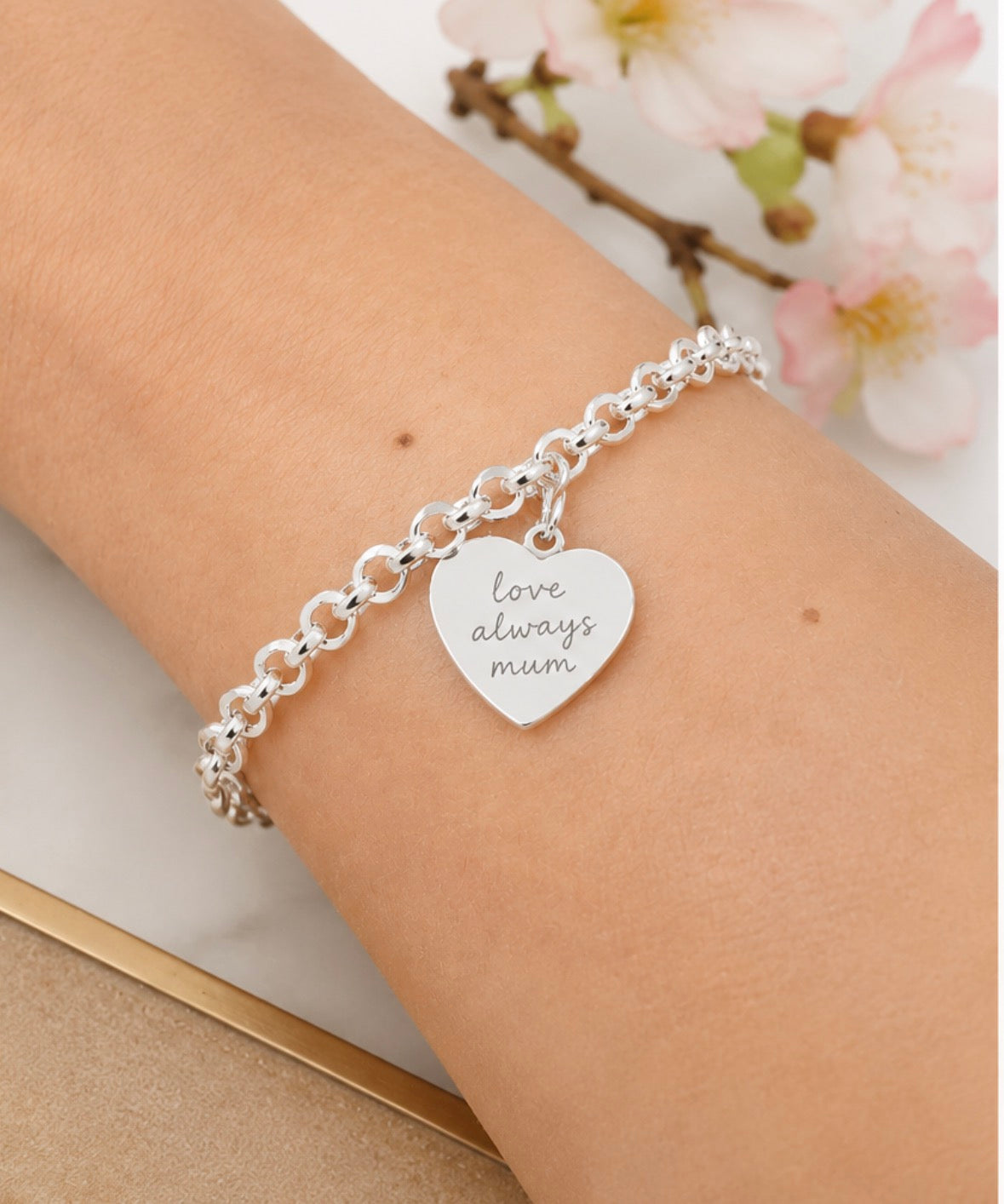 Personalised Sterling Silver Heart Bracelet | Free Double-Sided Engraving
