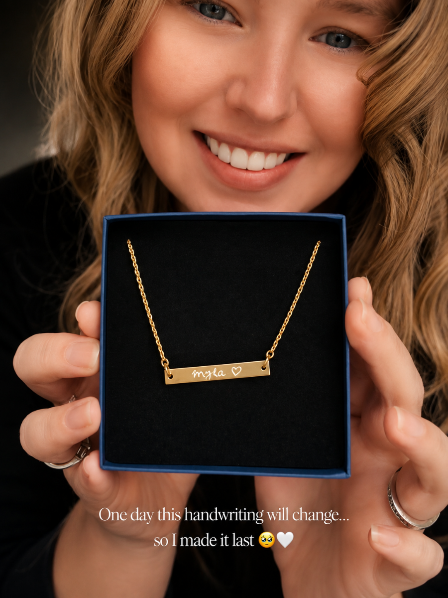Personalised Gold Plated Bar Necklace — Sterling Silver, Free Engraving, Won't Tarnish