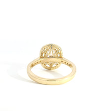 18ct Yellow Gold Blush Pink Rose Cut Diamond Halo Engagement Ring