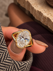 18ct Yellow Gold 2.51ct Oval Lab-Grown Diamond Bezel Ring