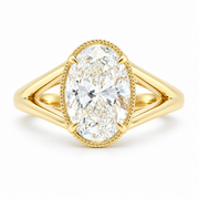18ct Yellow Gold 2.51ct Oval Lab-Grown Diamond Bezel Ring