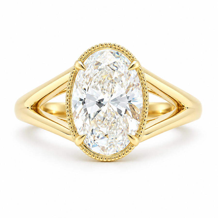 18ct Yellow Gold 2.51ct Oval Lab-Grown Diamond Bezel Ring