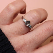 Platinum Salt and Pepper Diamond Trilogy Engagement Ring