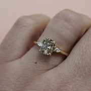 2.00ct Radiant Cut Champagne Diamond Trilogy Ring In 18ct Yellow Gold