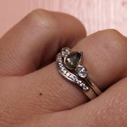 Platinum Salt and Pepper Diamond Trilogy Engagement Ring