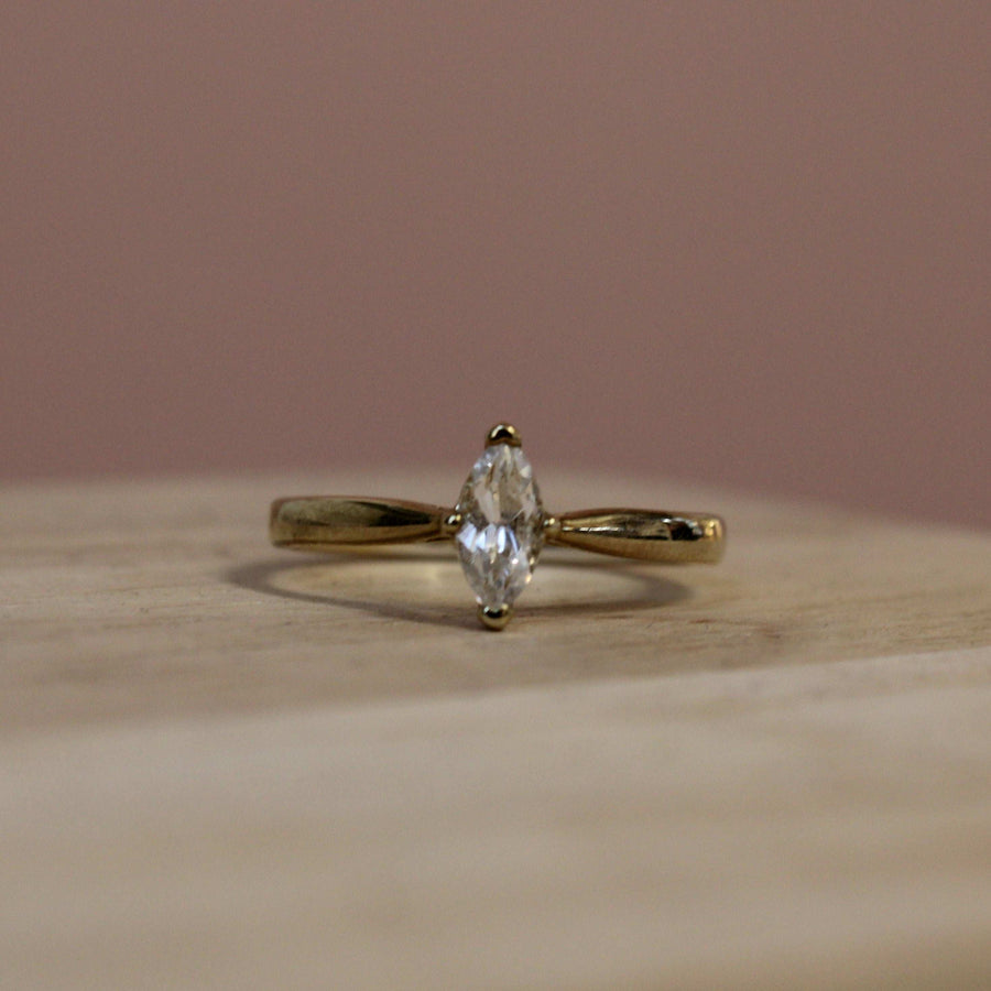 18ct Yellow Gold And Marquise Diamond Engagement Ring
