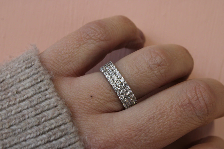 Triple Row Diamond Eternity Dress Ring