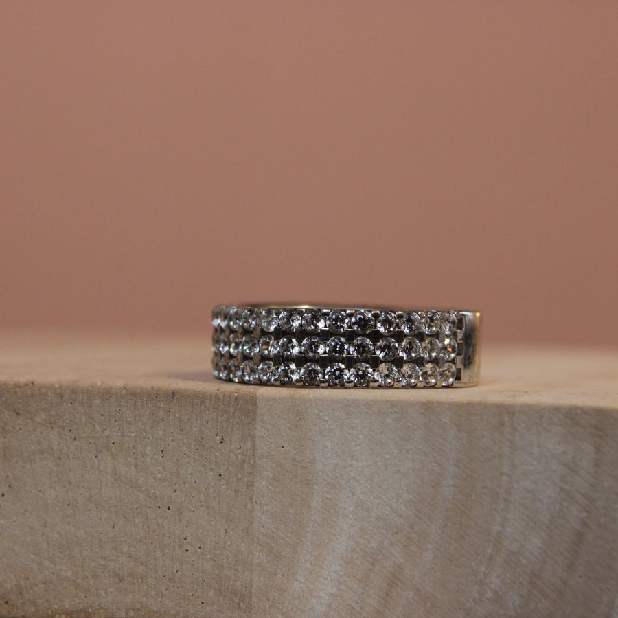 Triple Row Diamond Eternity Dress Ring